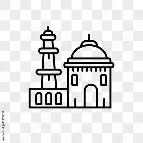 qutb minar in new delhi icon isolated on transparent background. Modern and editable qutb minar in new delhi icon. Simple icons vector illustration.