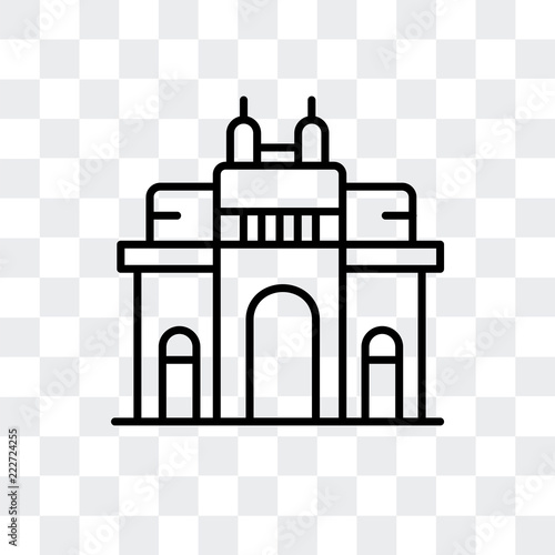 gateway of india icon isolated on transparent background. Modern and editable gateway of india icon. Simple icons vector illustration.