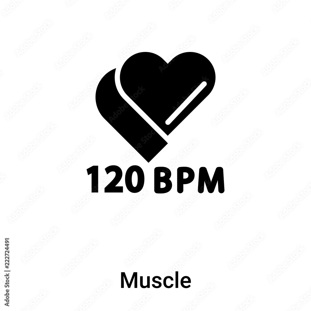 Muscle icon vector isolated on white background, logo concept of Muscle sign on transparent background, black filled symbol