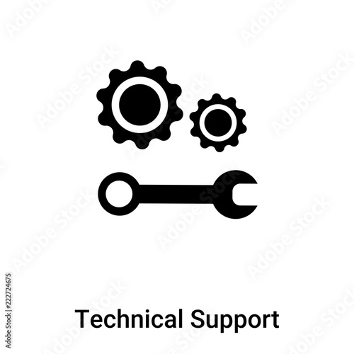 Technical Support icon vector isolated on white background, logo concept of Technical Support sign on transparent background, black filled symbol