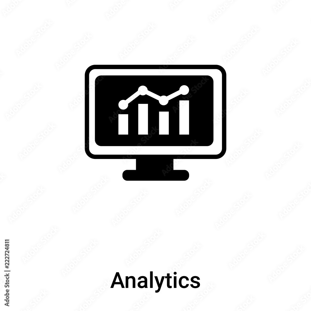 Analytics icon vector isolated on white background, logo concept of Analytics sign on transparent background, black filled symbol Analytics icon vector isolated on white background, logo concept of Analytics sign on transparent background, black filled symbol