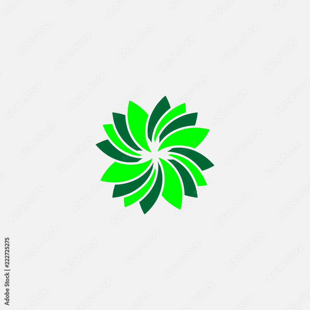 flower icon logo with leaf circles, vector illustrations