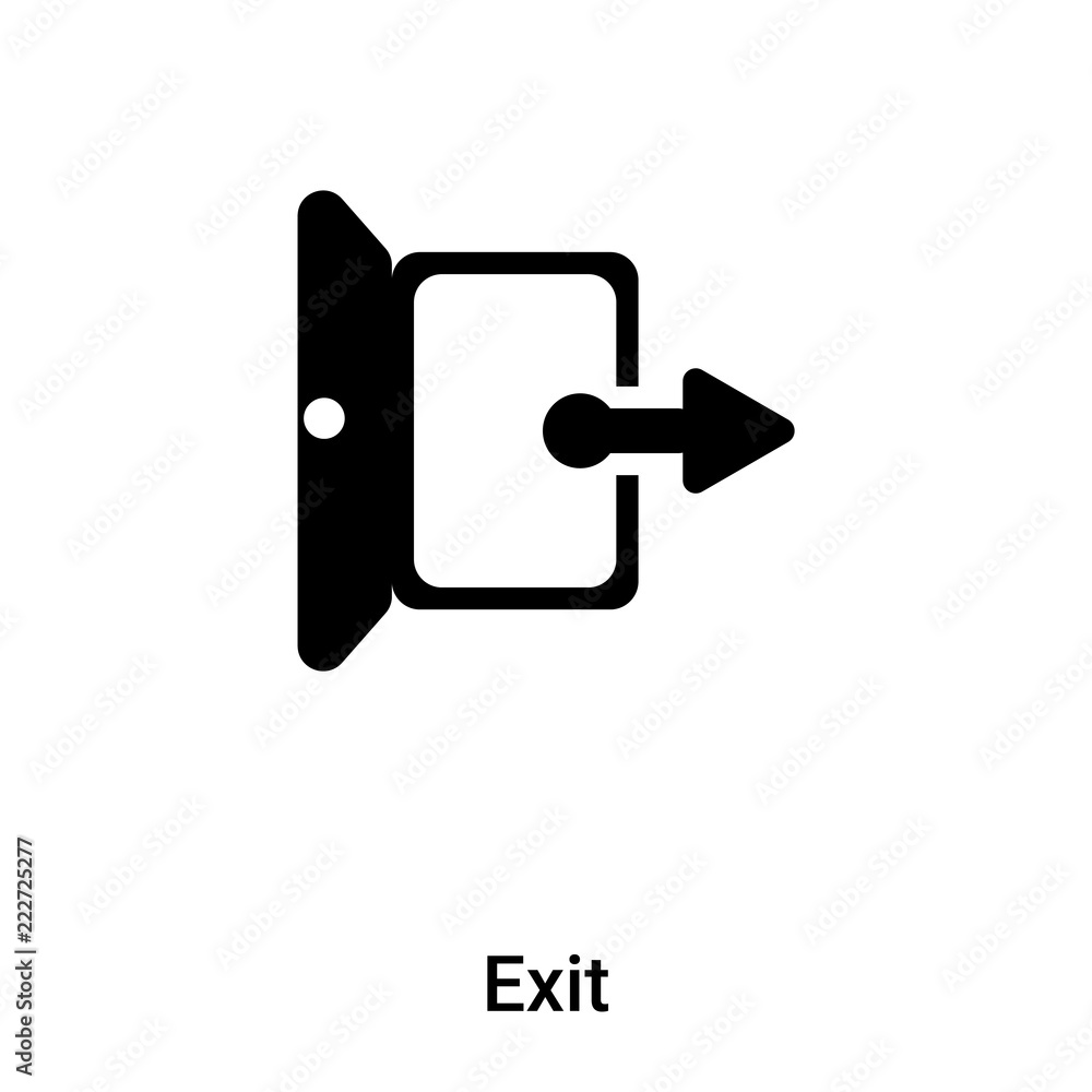 Exit icon vector isolated on white background, logo concept of Exit sign on transparent background, black filled symbol Exit icon vector isolated on white background, logo concept of Exit sign on transparent background, black filled symbol