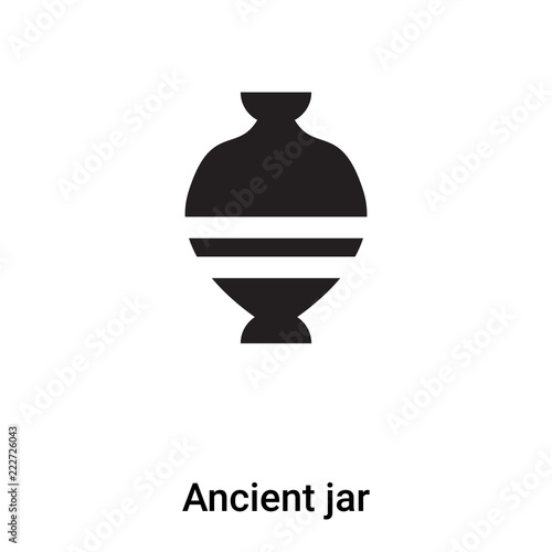 Ancient jar icon vector isolated on white background, logo concept of Ancient jar sign on transparent background, black filled symbol