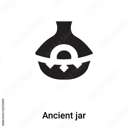 Ancient jar icon vector isolated on white background, logo concept of Ancient jar sign on transparent background, black filled symbol