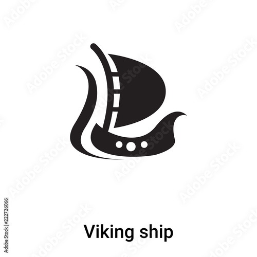 Viking ship icon vector isolated on white background, logo concept of Viking ship sign on transparent background, black filled symbol