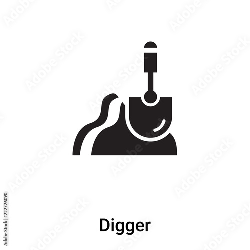 Digger icon vector isolated on white background, logo concept of Digger sign on transparent background, black filled symbol