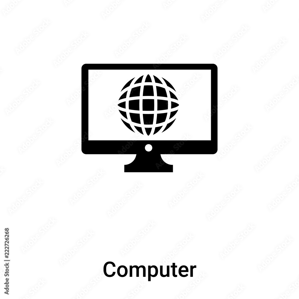 Computer icon vector isolated on white background, logo concept of Computer sign on transparent background, black filled symbol Computer icon vector isolated on white background, logo concept of Computer sign on transparent background, black filled symbol