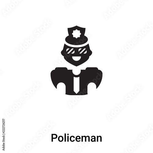 Policeman icon vector isolated on white background, logo concept of Policeman sign on transparent background, black filled symbol
