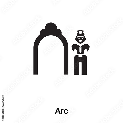 Arc icon vector isolated on white background, logo concept of Arc sign on transparent background, black filled symbol