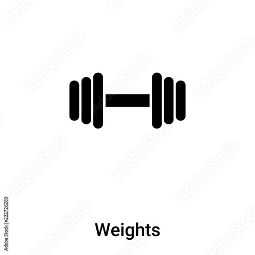 Weights icon vector isolated on white background, logo concept of Weights sign on transparent background, black filled symbol