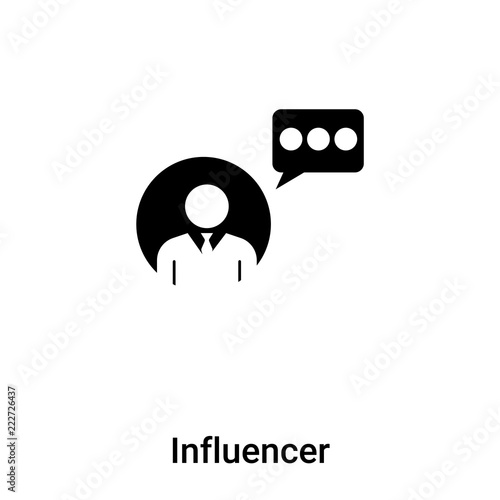 Influencer icon vector isolated on white background, logo concept of Influencer sign on transparent background, black filled symbol