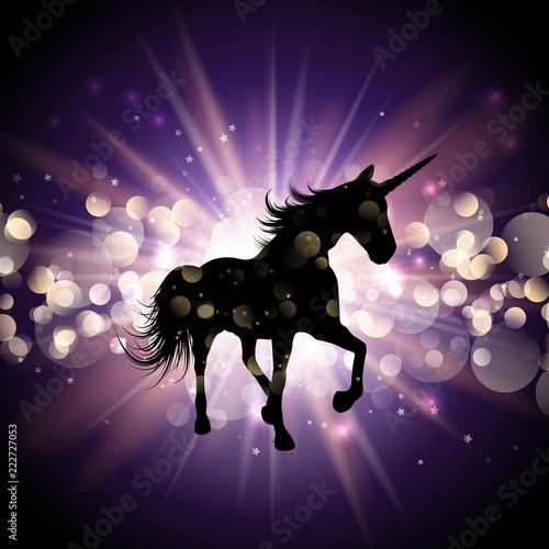 Unicorn on starburst background