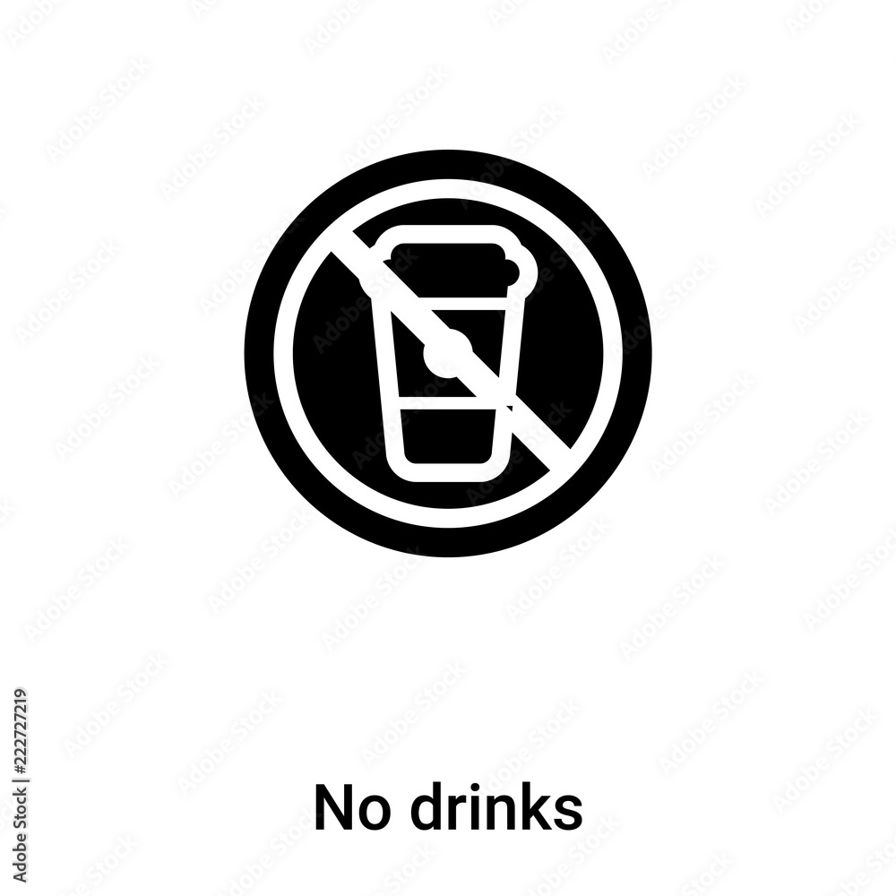 No drinks icon vector isolated on white background, logo concept of No drinks sign on transparent background, black filled symbol No drinks icon vector isolated on white background, logo concept of No drinks sign on transparent background, black filled symbol
