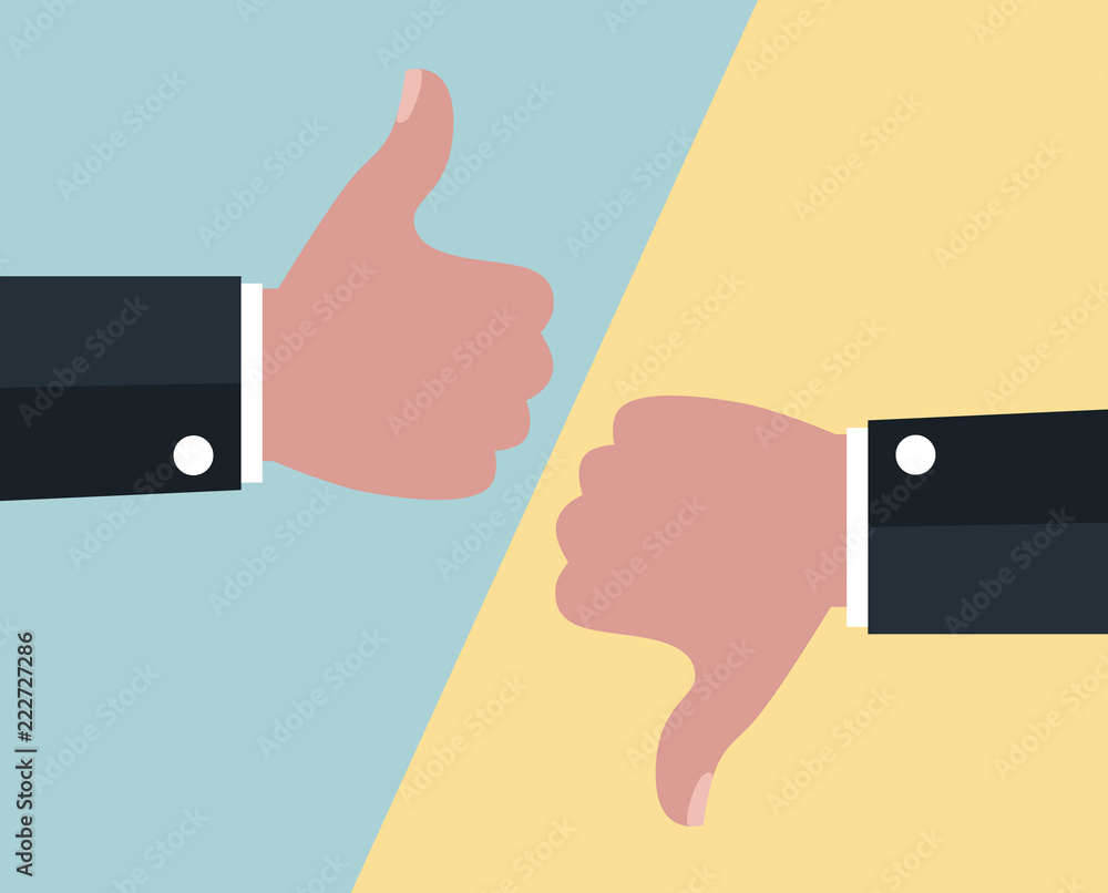 like and dislike gesture, business positive and negative concept like and dislike gesture, business positive and negative concept
