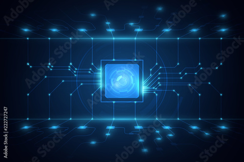 Abstract technology chip processor background circuit board  illustration blue technology background vector.