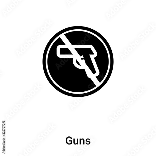Guns icon vector isolated on white background, logo concept of Guns sign on transparent background, black filled symbol