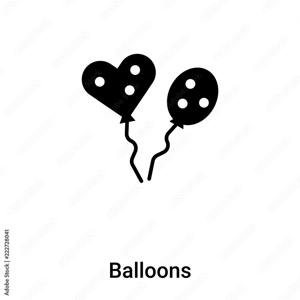 Obraz premium Balloons icon vector isolated on white background, logo concept of Balloons sign on transparent background, black filled symbol