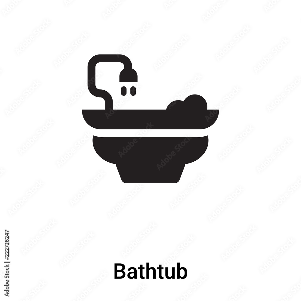 Bathtub icon vector isolated on white background, logo concept of Bathtub sign on transparent background, black filled symbol Bathtub icon vector isolated on white background, logo concept of Bathtub sign on transparent background, black filled symbol