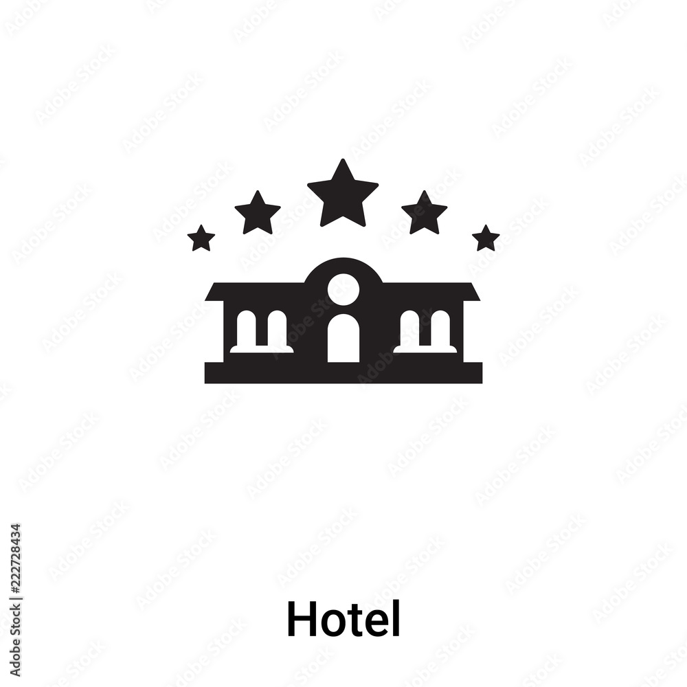 Hotel icon vector isolated on white background, logo concept of Hotel sign on transparent background, black filled symbol