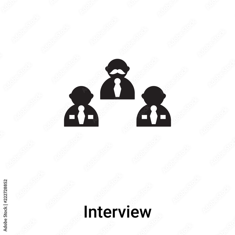 Interview icon vector isolated on white background, logo concept of Interview sign on transparent background, black filled symbol