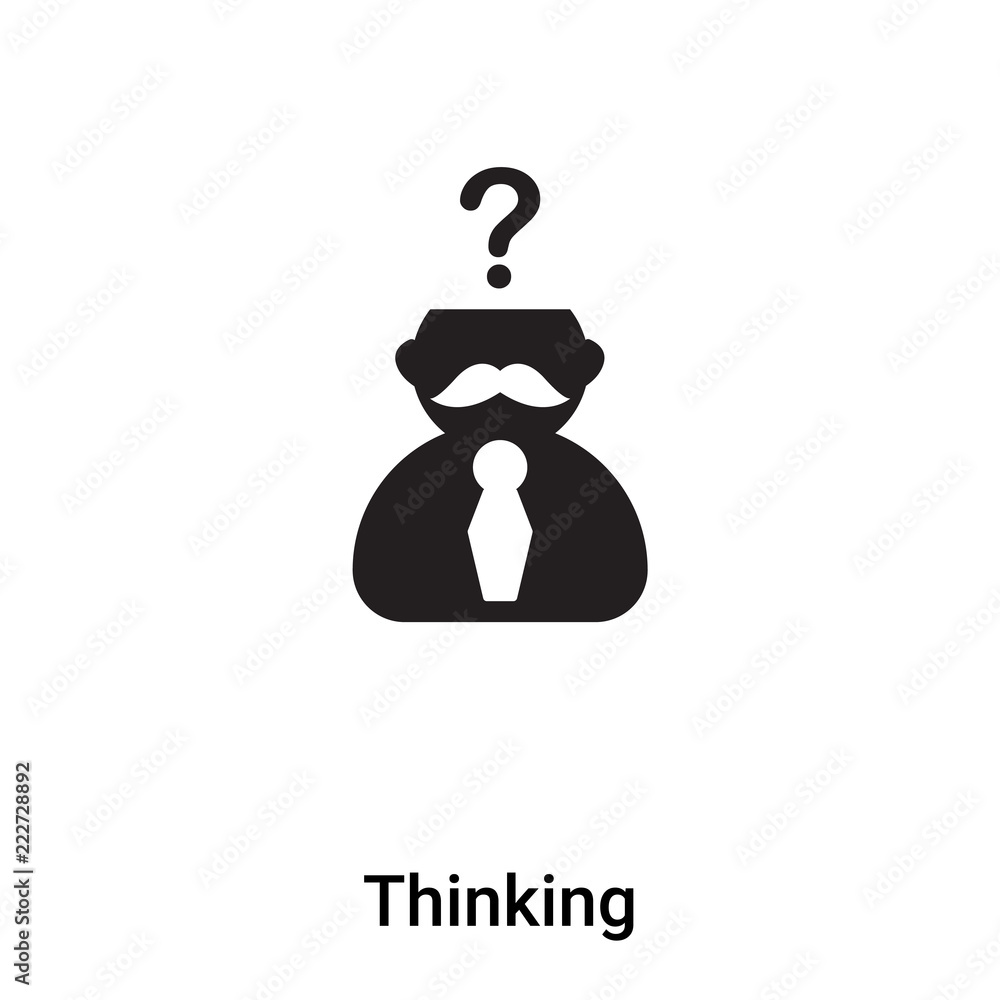 Thinking icon vector isolated on white background, logo concept of Thinking sign on transparent background, black filled symbol