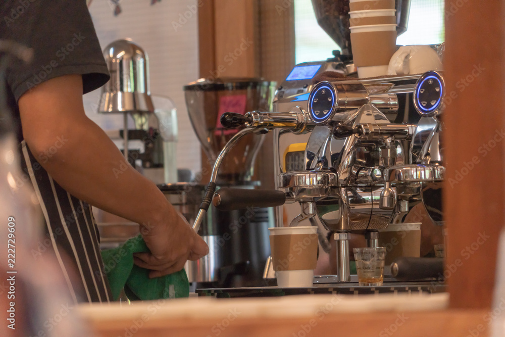 Barista cafe coffee preparing coffee drink Barista cafe coffee preparing coffee drink