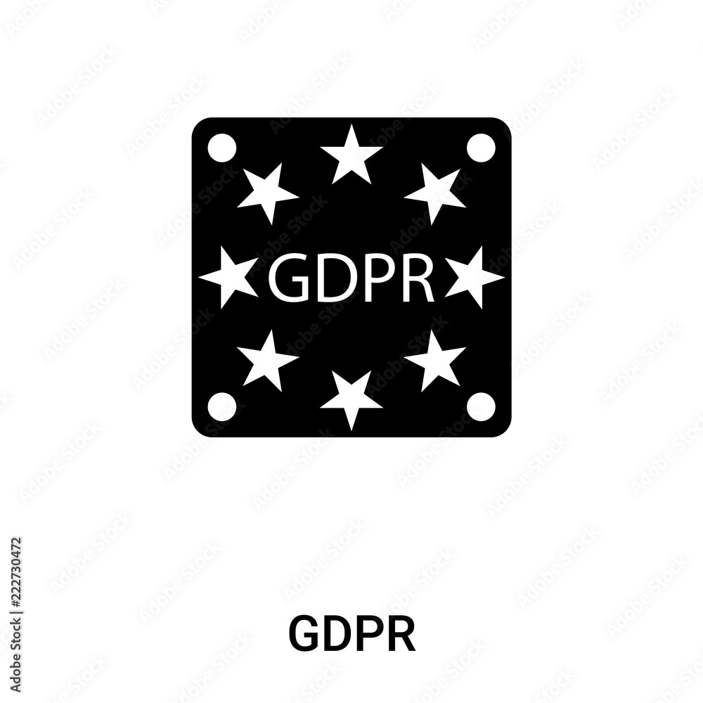 GDPR icon vector isolated on white background, logo concept of GDPR sign on transparent background, black filled symbol GDPR icon vector isolated on white background, logo concept of GDPR sign on transparent background, black filled symbol