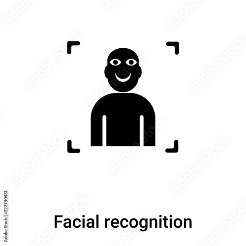 Facial recognition icon vector isolated on white background, logo concept of Facial recognition sign on transparent background, black filled symbol