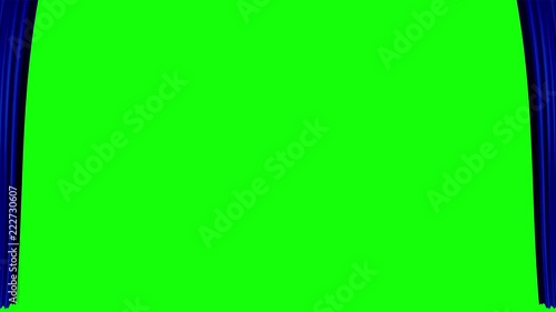opening light blue curtain with green background be hide for product announcement or graphic resource for beginning movie