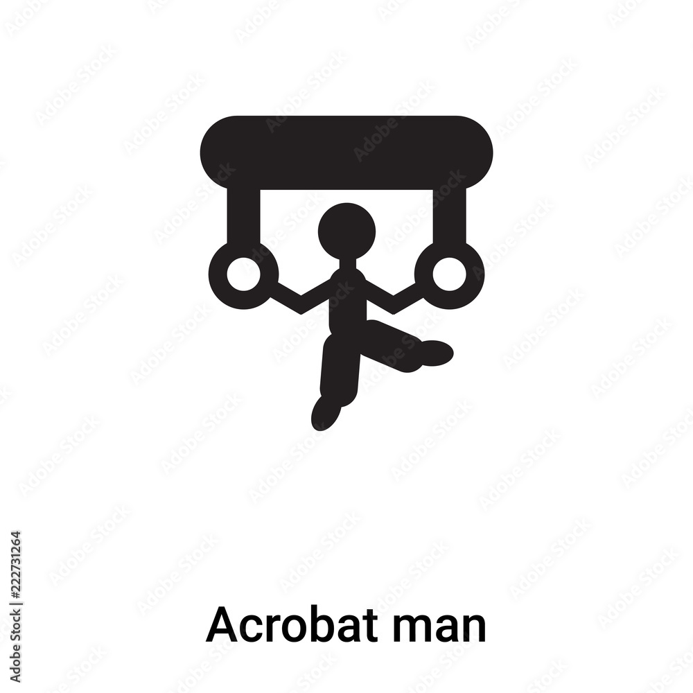 Acrobat man icon vector isolated on white background, logo concept of Acrobat man sign on transparent background, black filled symbol