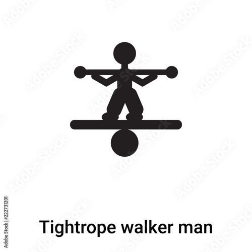 Tightrope walker man icon vector isolated on white background, logo concept of Tightrope walker man sign on transparent background, black filled symbol