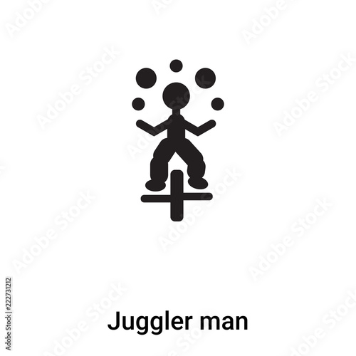 Juggler man icon vector isolated on white background, logo concept of Juggler man sign on transparent background, black filled symbol