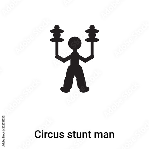 Circus stunt man icon vector isolated on white background, logo concept of Circus stunt man sign on transparent background, black filled symbol