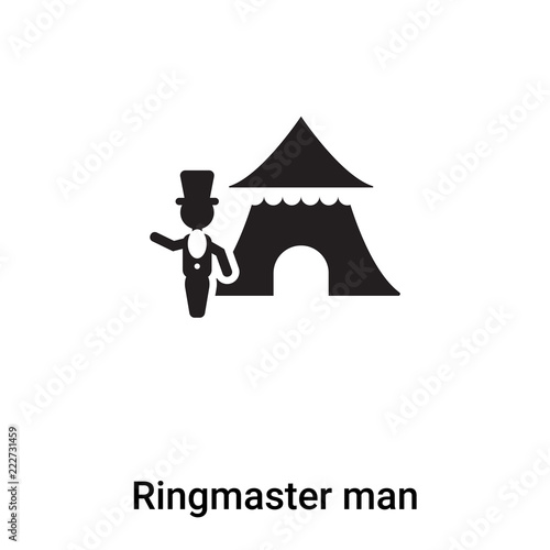 Ringmaster man icon vector isolated on white background, logo concept of Ringmaster man sign on transparent background, black filled symbol