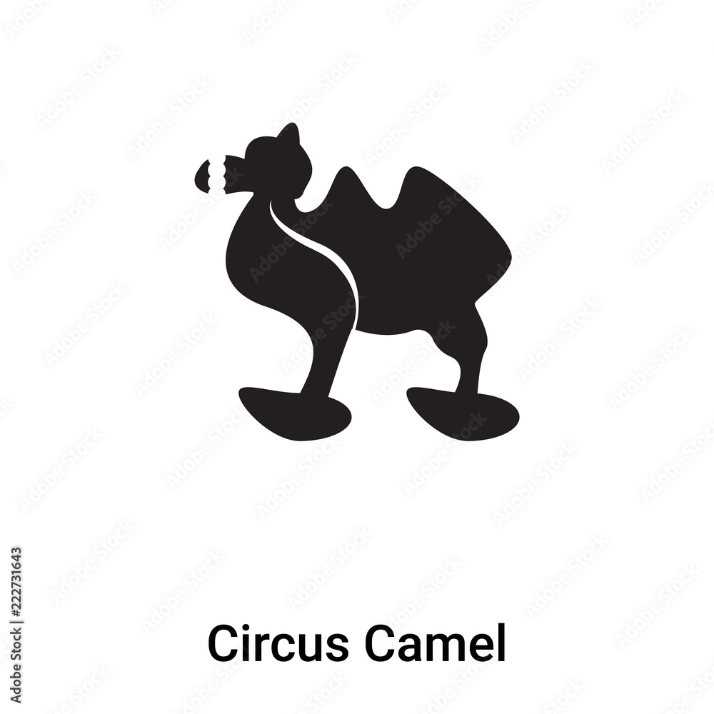 Fototapeta premium Circus Camel icon vector isolated on white background, logo concept of Circus Camel sign on transparent background, black filled symbol