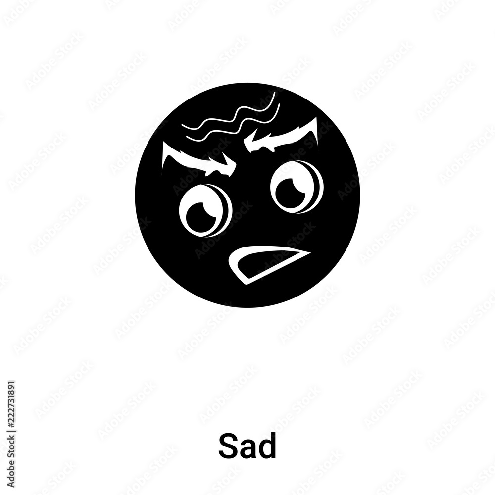 Fototapeta premium Sad icon vector isolated on white background, logo concept of Sad sign on transparent background, black filled symbol