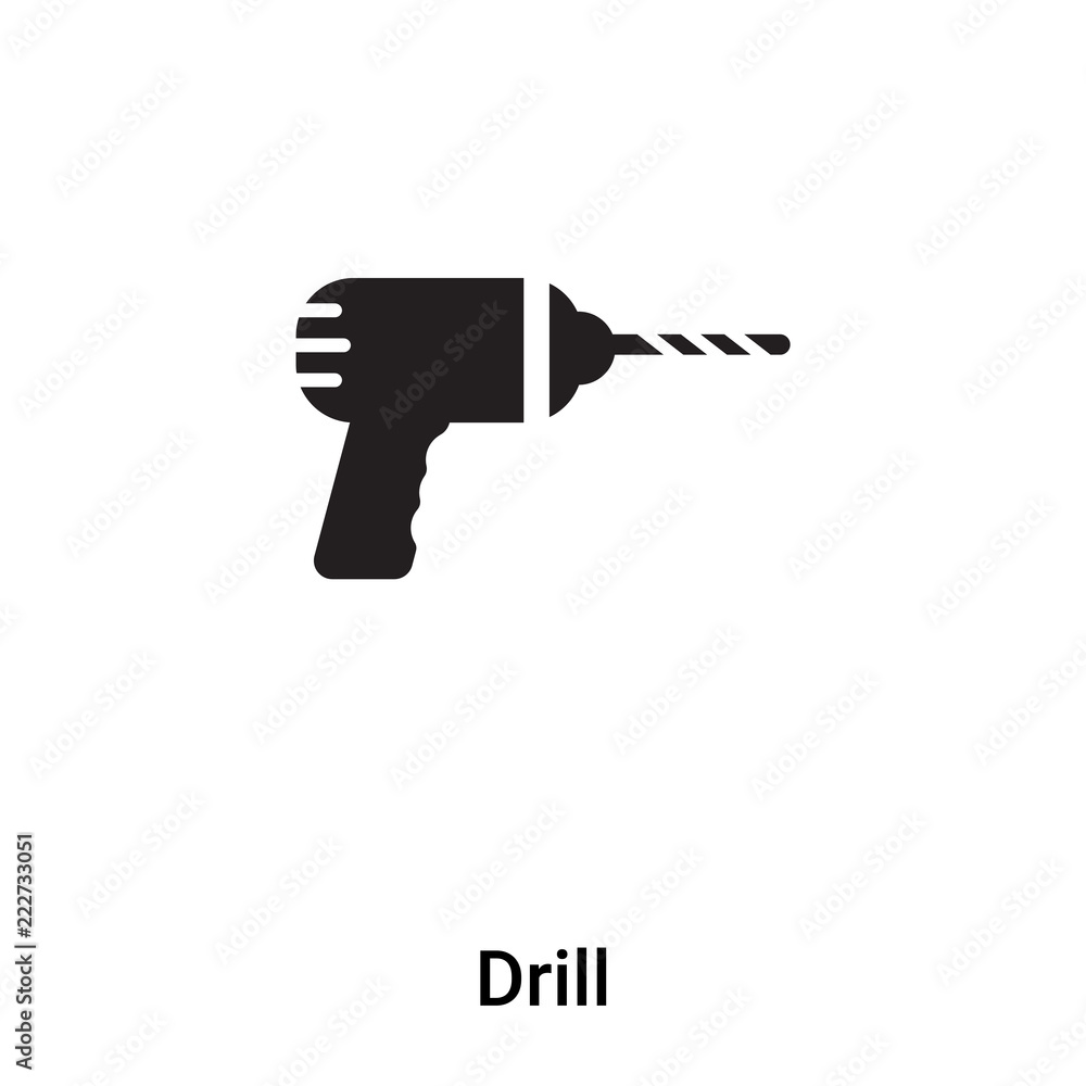 Drill icon vector isolated on white background, logo concept of Drill sign on transparent background, black filled symbol Drill icon vector isolated on white background, logo concept of Drill sign on transparent background, black filled symbol