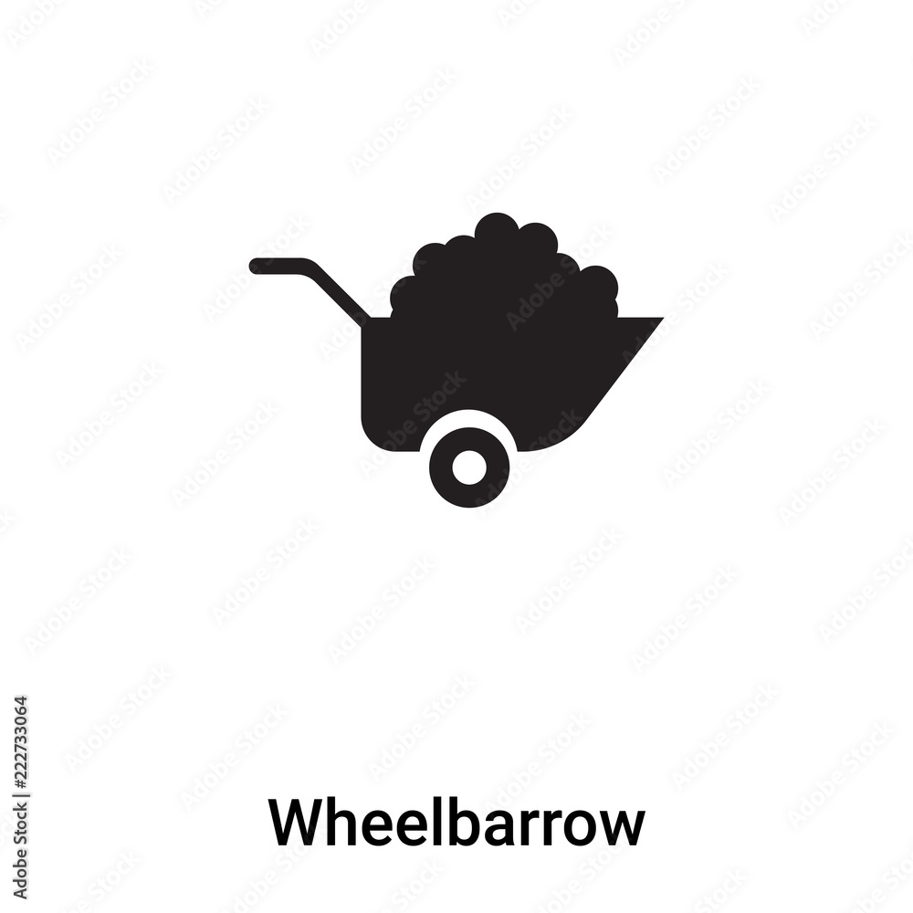 Wheelbarrow icon vector isolated on white background, logo concept of Wheelbarrow sign on transparent background, black filled symbol Wheelbarrow icon vector isolated on white background, logo concept of Wheelbarrow sign on transparent background, black filled symbol