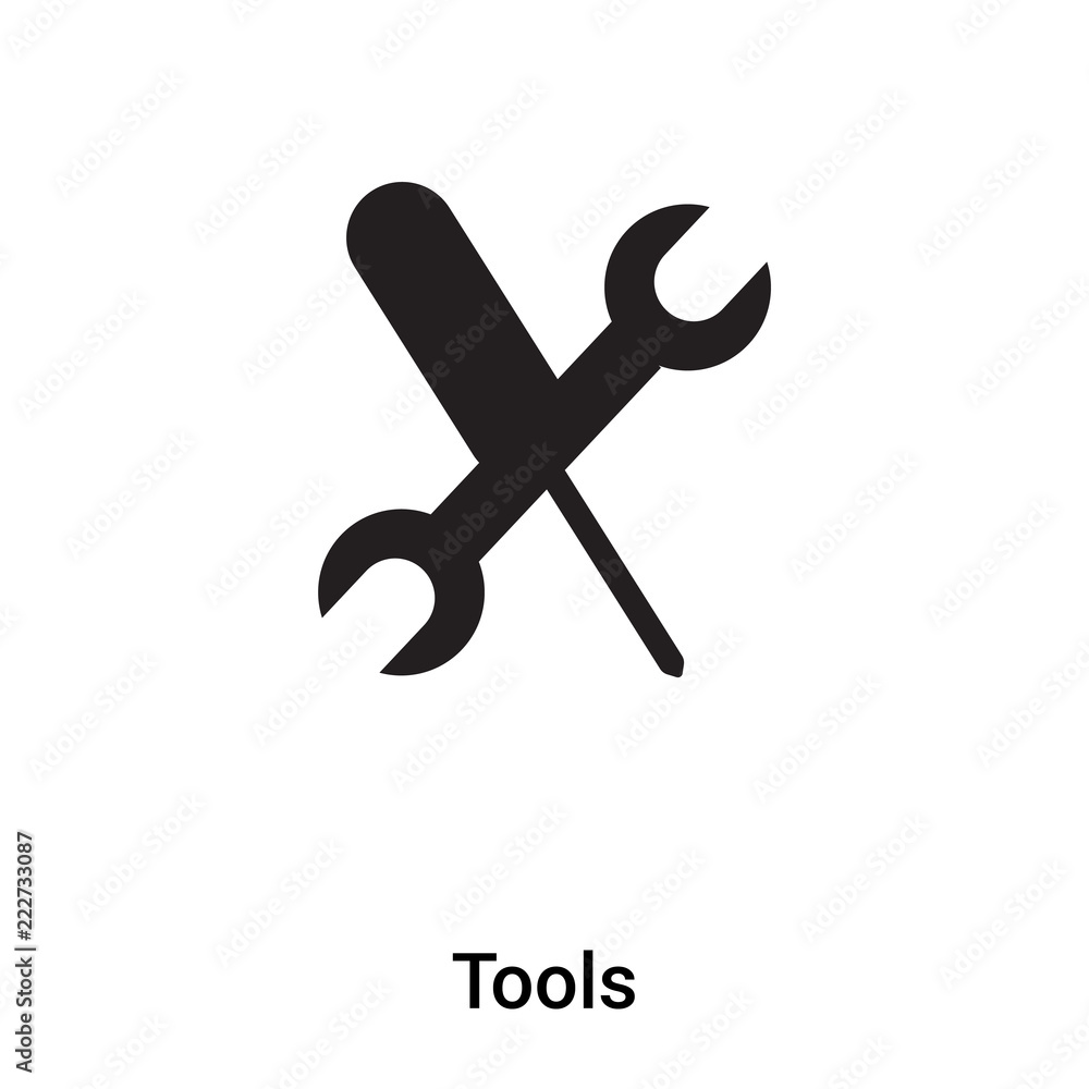 Tools icon vector isolated on white background, logo concept of Tools sign on transparent background, black filled symbol