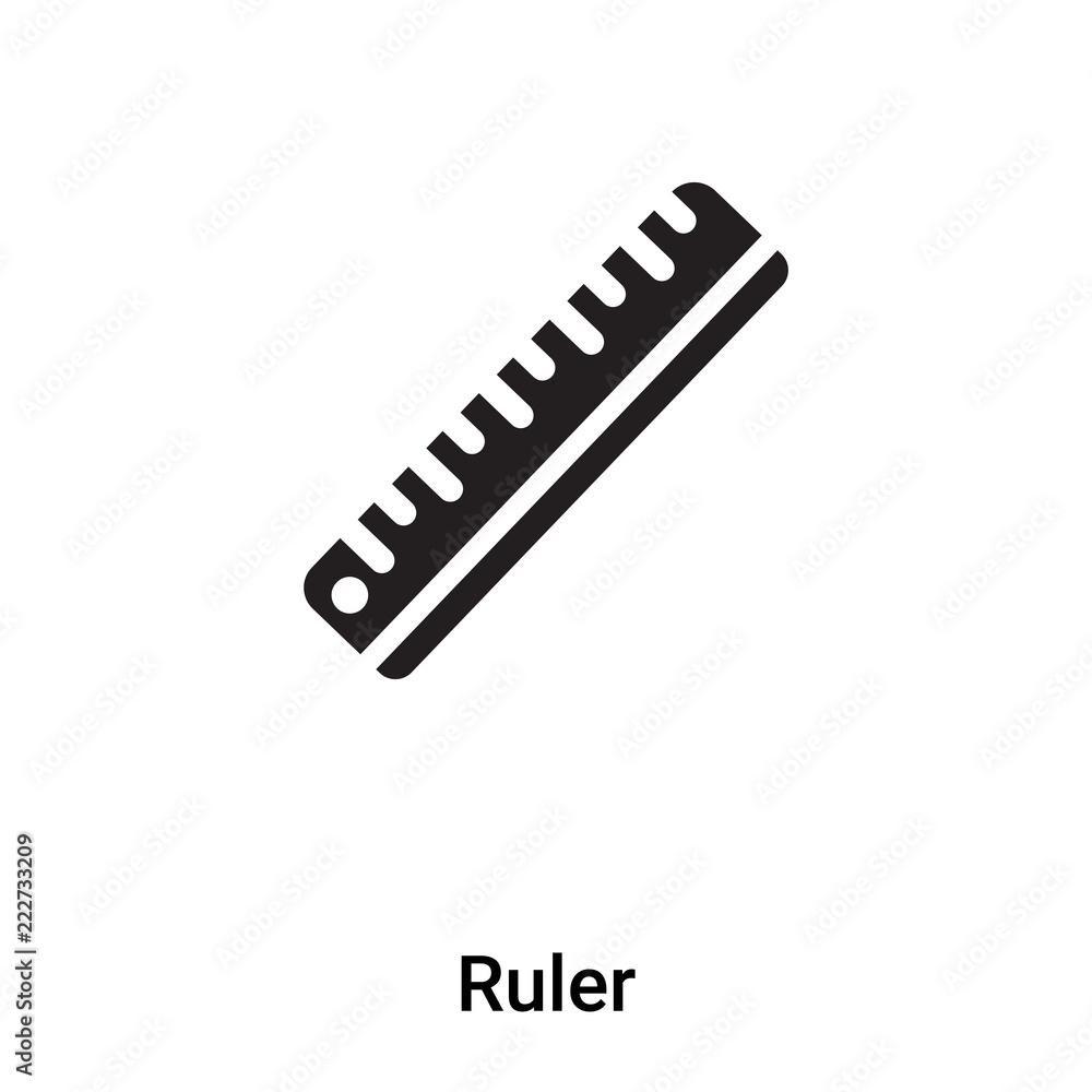 Ruler icon vector isolated on white background, logo concept of Ruler sign on transparent background, black filled symbol