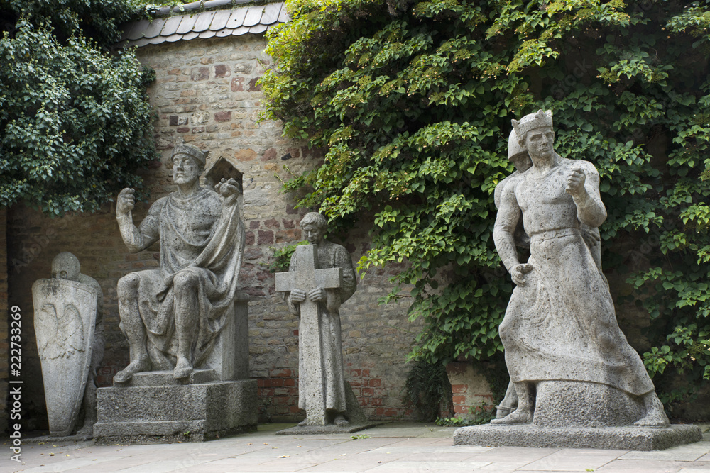 Stone statues of Domgarten Skulpturengarten at Speyer town in Rhineland-Palatinate, Germany