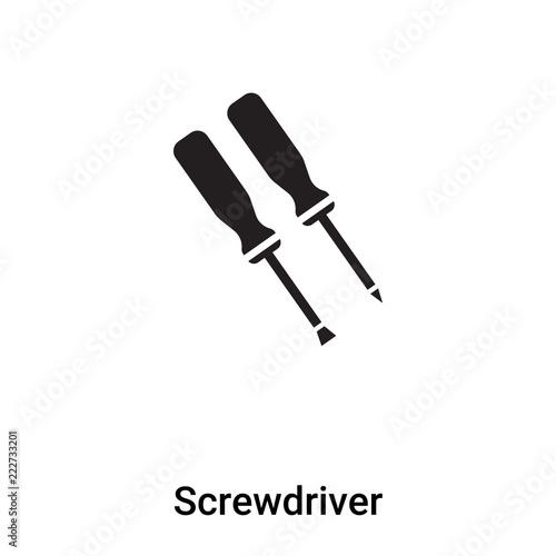 Screwdriver icon vector isolated on white background  logo concept of Screwdriver sign on transparent background  black filled symbol