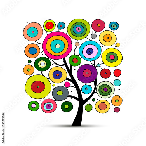 Abstract circles tree, sketch for your design