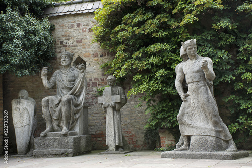 Stone statues of Domgarten Skulpturengarten at Speyer town in Rhineland-Palatinate  Germany