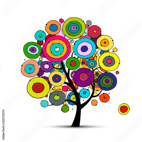 Abstract circles tree, sketch for your design