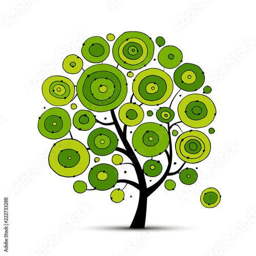 Abstract circles tree, sketch for your design