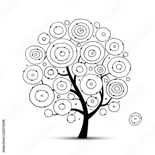 Abstract circles tree, sketch for your design