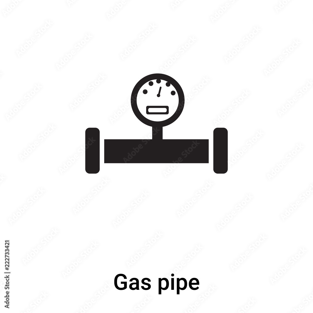 Gas pipe icon vector isolated on white background, logo concept of Gas pipe sign on transparent background, black filled symbol