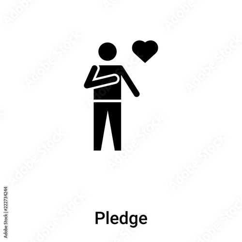 Pledge icon vector isolated on white background, logo concept of Pledge sign on transparent background, black filled symbol